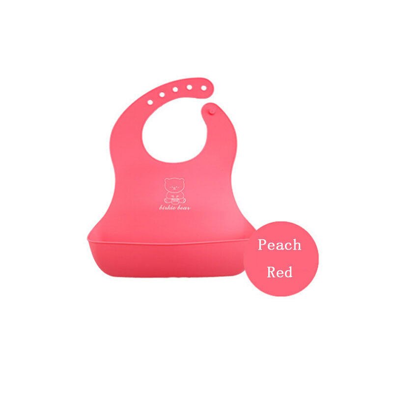 Baberos alimentación de silicona impermeable para bebé, babero para niños, Catcher de comida enrolladas, bolsillo, 4 Uds.: Rose Red