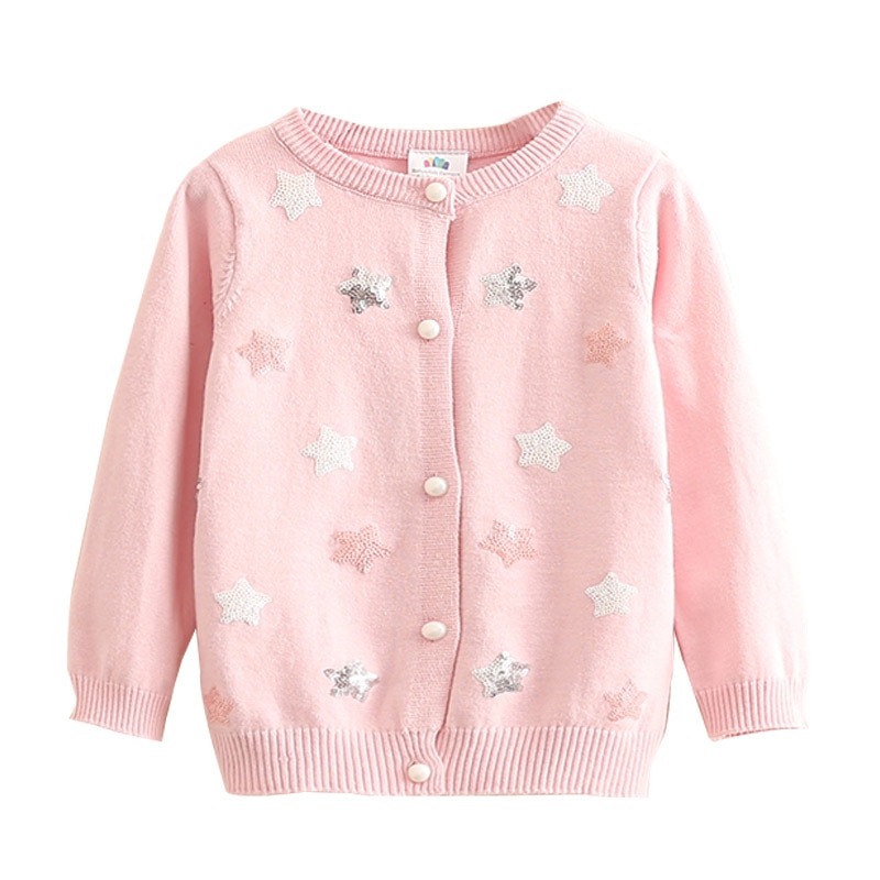 Spring grils stjerner print strik cardigan tøj børnetøj børnetøj frakke sweater pige børn cardigan v-hals afslappet