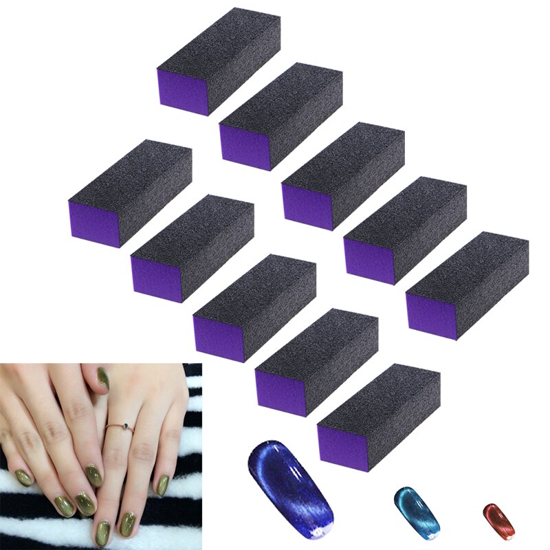 10 Pcs Black Purple Buffer Buffing Sanding Block Files Grit Nail Art Tool Set