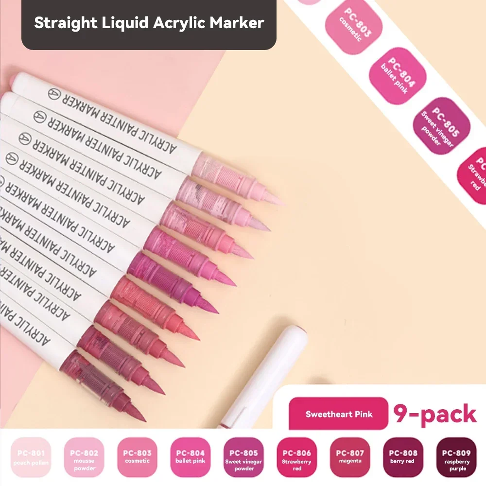 Languo acrylic marker pen soft head painting can be stacking color intelligent control ink color pens 9 color student brush set: Yellow