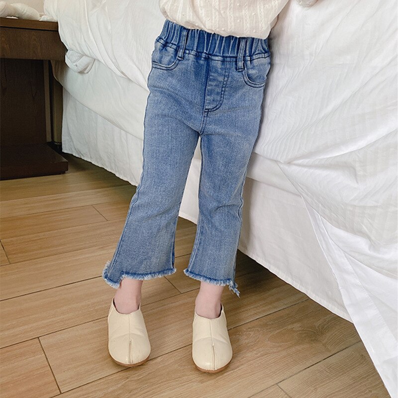 2-8T Kid Girl Jeans Toddler Baby Spring Clothes pantaloni in Denim elasticizzato a vita alta pantaloni eleganti per bambini dolci carini Streetwear
