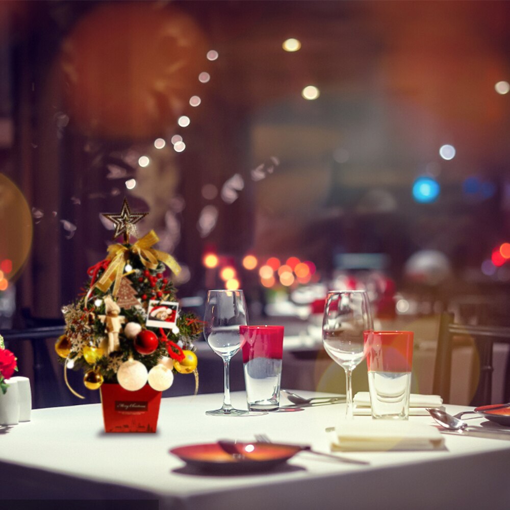 Artificial Christmas Tree Year Decoration Mini Tabletop Christmas Tree Decor with String Lights Family Party Decor