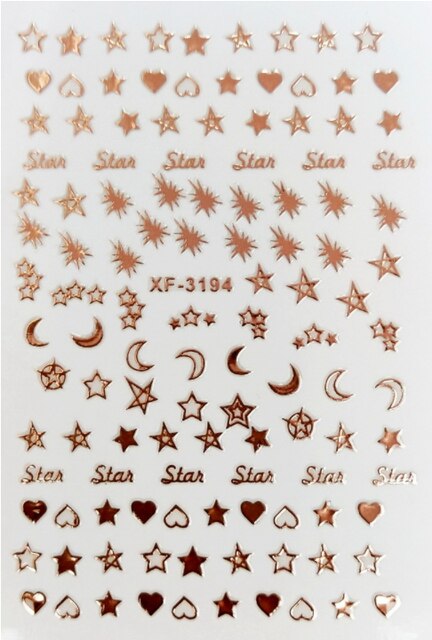 5 teile/paket Sterne mond linien liebe knapp Nagel Aufkleber Entwürfe Gummierte 5D Nagel Kunst Aufkleber Decals Makep Kunst Dekorationen: XF3194  5Stck