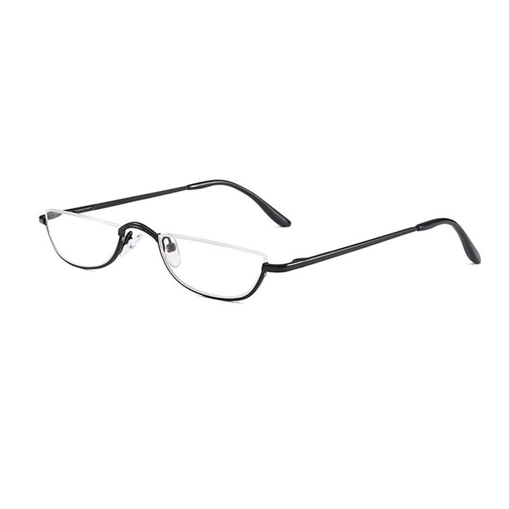 + 1.00 ~ + 4.0 Unisex Leesbril Veerscharnier Metalen Half Moon Leesbril Ultra Lichte Hars Brillen Half frame Glazen: Black / + 125