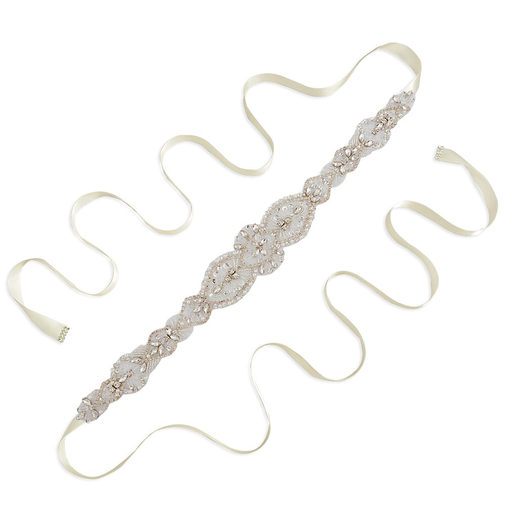 Trixy S234 Damesmode Rrhinestone Riemen Bruiloft Riemen Kralen Bridal Riemen Taille Riem Lint Riem Voor Bruiden Bruidsmeisjes: ivory