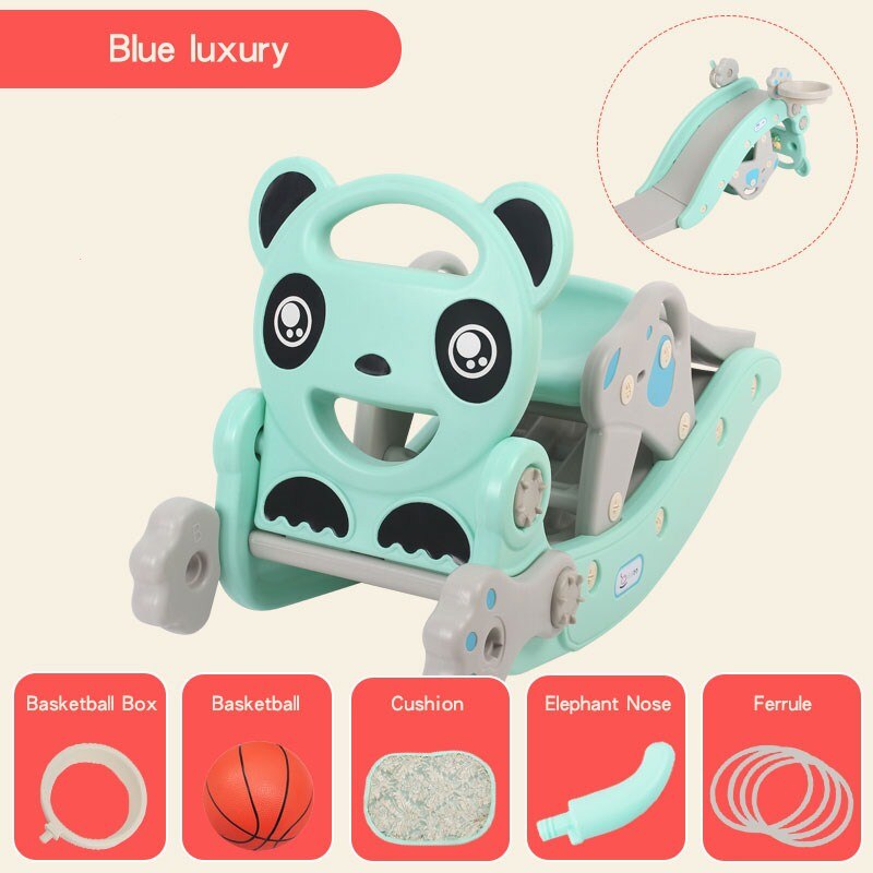 Ruizhi-cheval à bascule 2 en 1 Panda pour enfants, multifonction, avec chaise à bascule à musique, jouets animaux, RZ1204: blue luxury