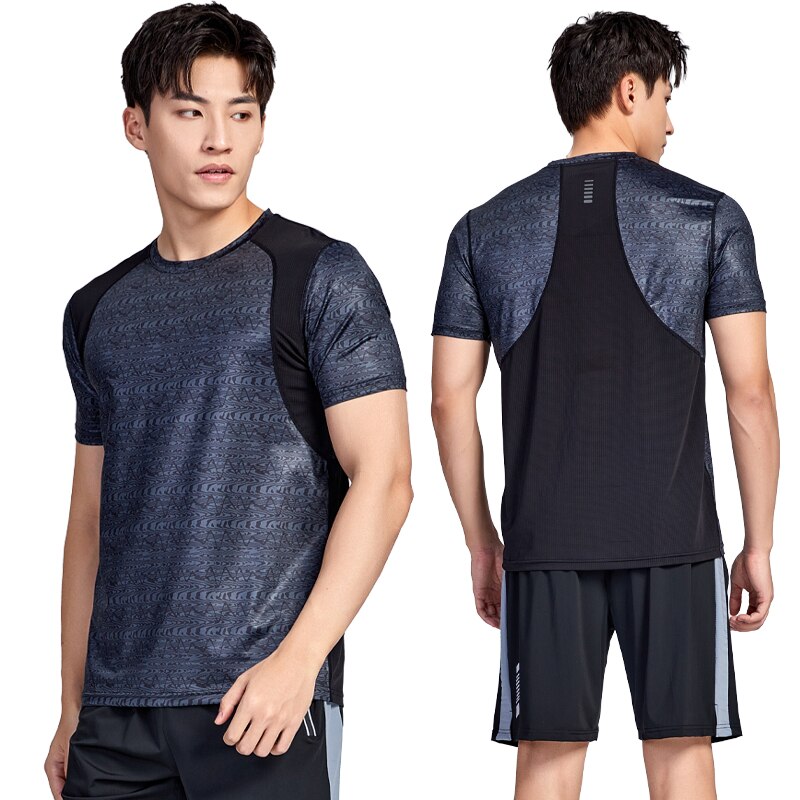 Maglietta da uomo ad asciugatura rapida Running Yoga traspirante manica corta stampa moda allenamento elastico Top casual sport palestra camicia da basket