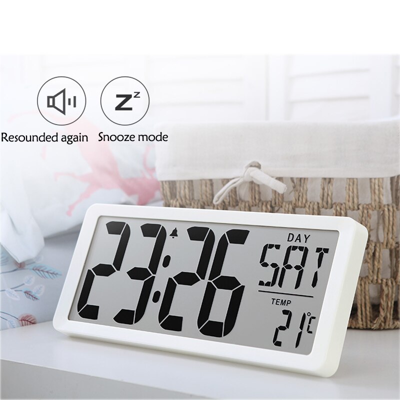 LED Digital Wall Clock Large Number Time Display Alarm Clocks with Date Temperature Table Watch Electronic Clock Horloge Murale