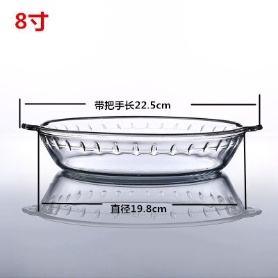 Tempered Glass Bakeware Plate Kitchen Microwave Oven Baking Tray Salad Fish Chicken Plate Round Clear Glass Cookware Pie Plate: White