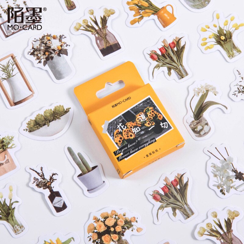46 pcs/box Flower Knows Everything Series Decorative Stationery mini Stickers set Scrapbooking DIY Diary Album Stick Lable
