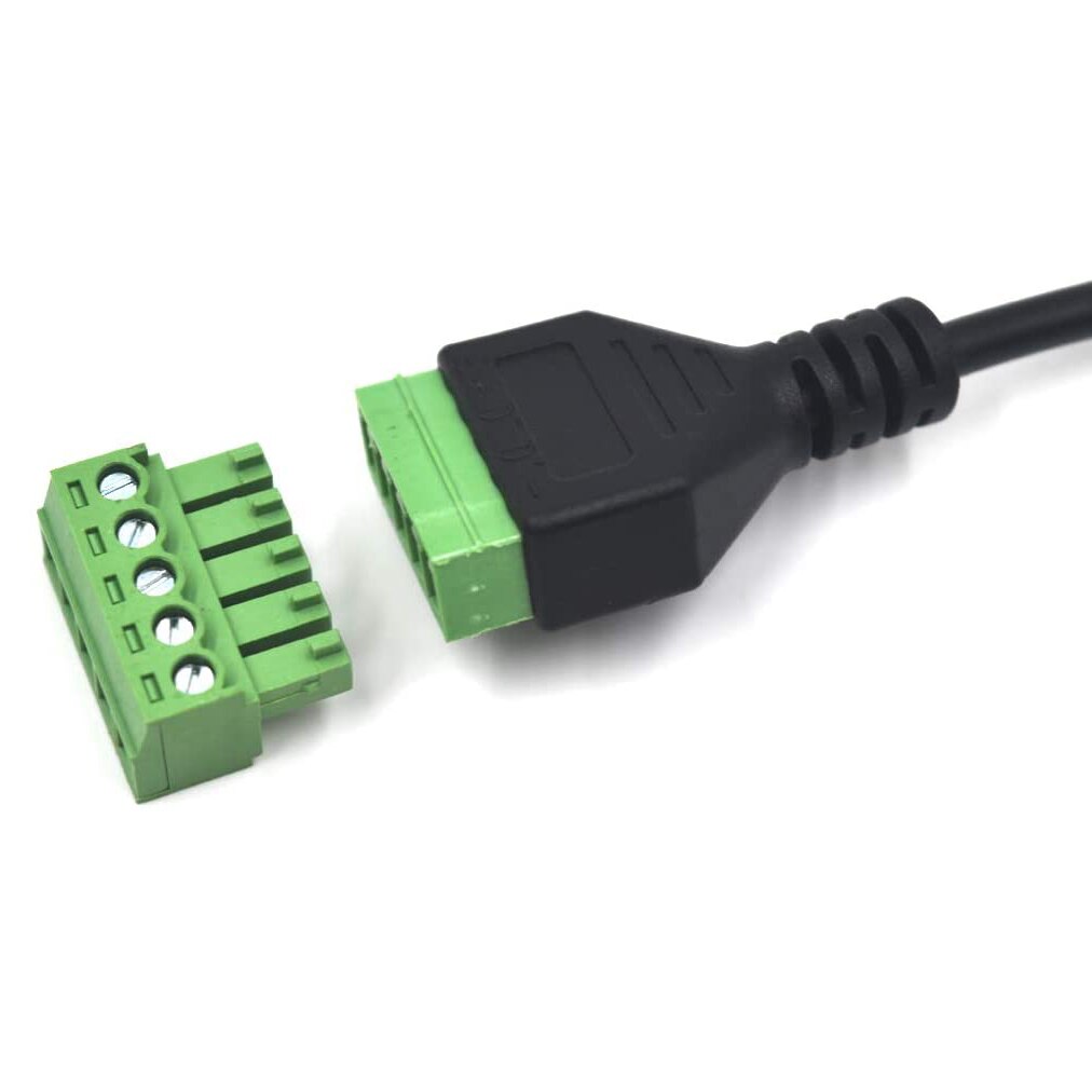 11.8 inch USB 2.0 Female to 5 Pin Screw Terminal Female Charging and Data Transfer Adapter Connector Converter Extension Shield