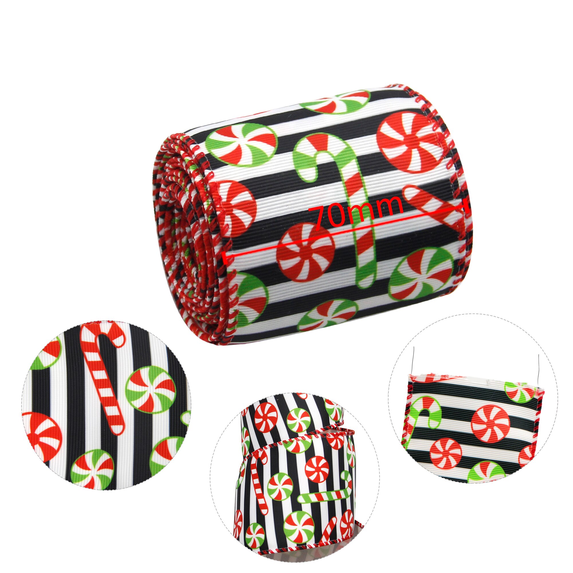 50yards Christmas Theme Wire Edge Grosgrain Ribbon，Making Home Textile Party Decor,50Yc13507: 1116853001