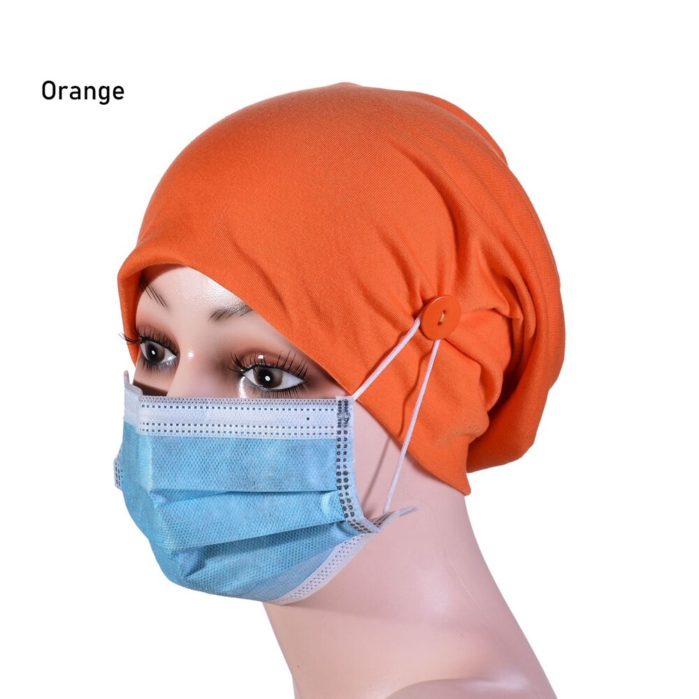 Multicolor sombrero turbante para mujeres de Botón de gorros Hijab interiores de la cabeza bufanda estilo Hijab Underscarf sombrero diadema tubo: Naranja