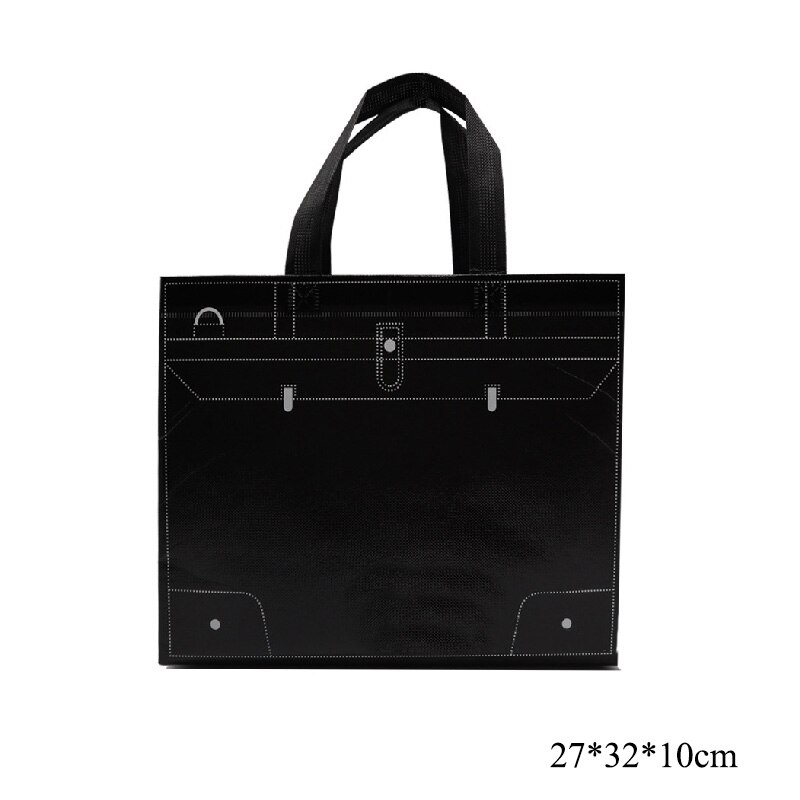 Women Eco Shopping Bag Pouch Travel Grocery Bag Non-woven Fabric Folding Black Bag Reusable Large Capacity Bags