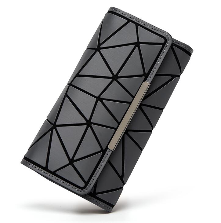 Maelove geometry wallet handbag noctilucent female hologram Clutch purse Matt Color/luminous wallet: matt color  gray