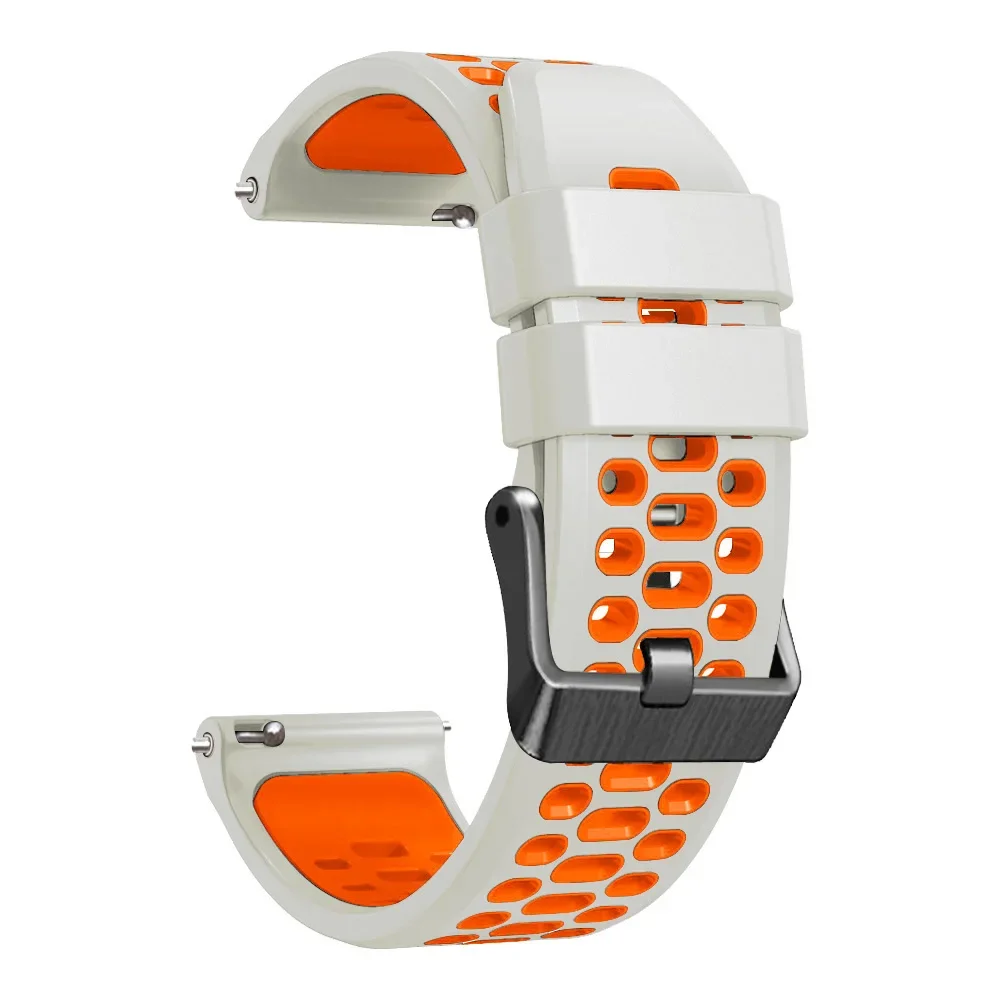 Tofarvet silikone 22mm urrem, åndbar rem til coros pace 3/ apex 46mm urrem til coros apex 2 pro armbånd, armbånd: Sort hvid