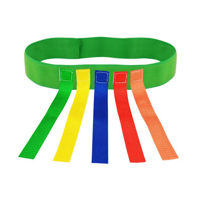 2Pcs Kids Outdoor Funny Game Vest Training Equipment Toys For Children Adult Boys Girls Teamwork Sport Game Toy: Green 5 Tails