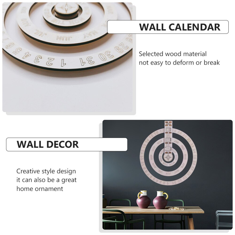 1pc Wall Calendar Unique Wall Calendar Round Rotating Perpetual Calendar
