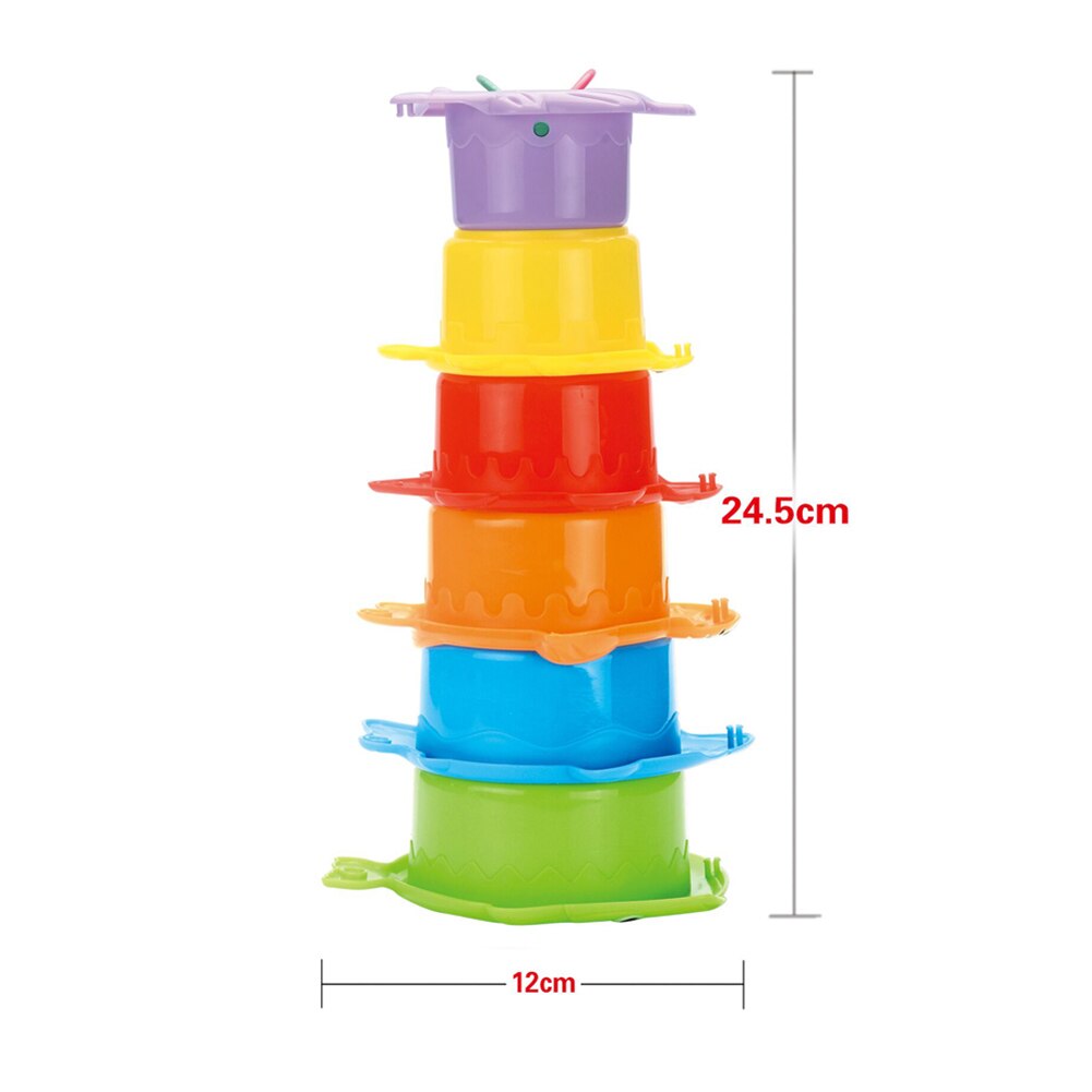 6Pcs/Set Marine Fish Animal Colorful Stacking Cups Baby Bath Intelligent Toy
