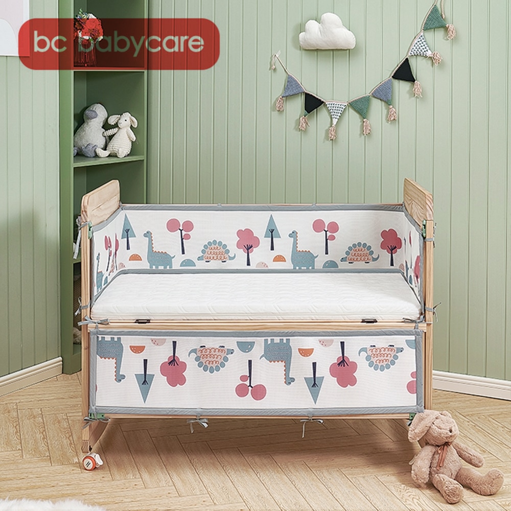 Bc Babycare Peuter Bed Bumpers Dieren Print Ademend Dikker Mesh Bumper Crib Protector Cot Pasgeborenen Bedding Set Room Decor