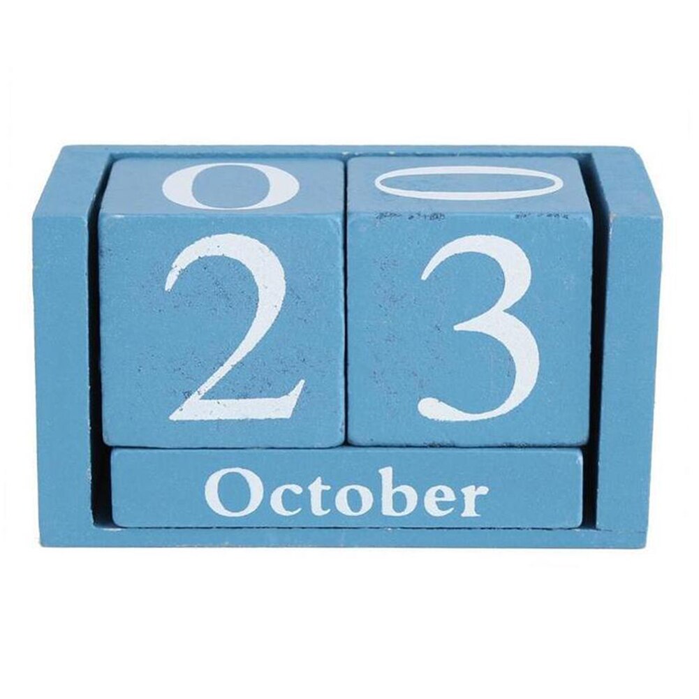 Diy træ kalender måned dato display stue planlægger hjemmekontor indretning skrivebord dekoration genanvendelig træ blok skrivebord