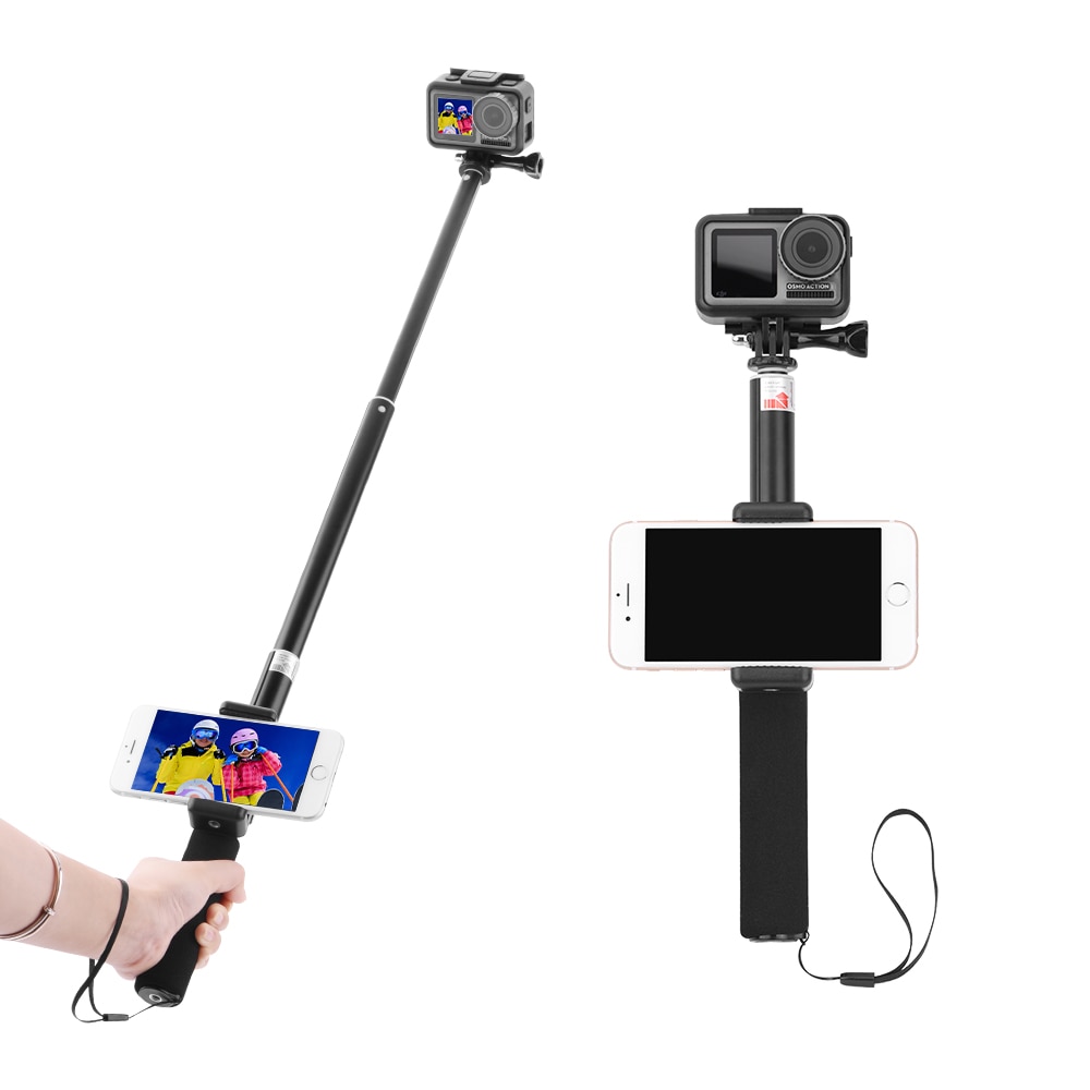 Palo Selfie manual extensible, palo monópode para teléfono, adaptador para DJI Osmo Action Go Pro HERO 8 7 6 5 4 Xiaomi YI 4K Lite S