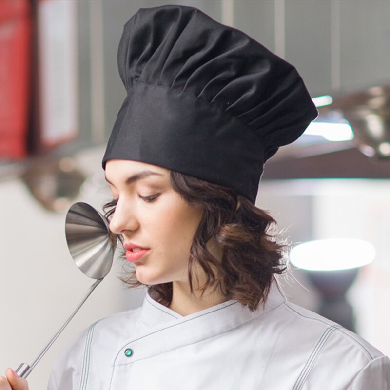 Broderi kokke hat sort justerbar unisex mesh køkken madlavningsuniform hat hotel restaurant grill bager barbershop voksen kasket: 13