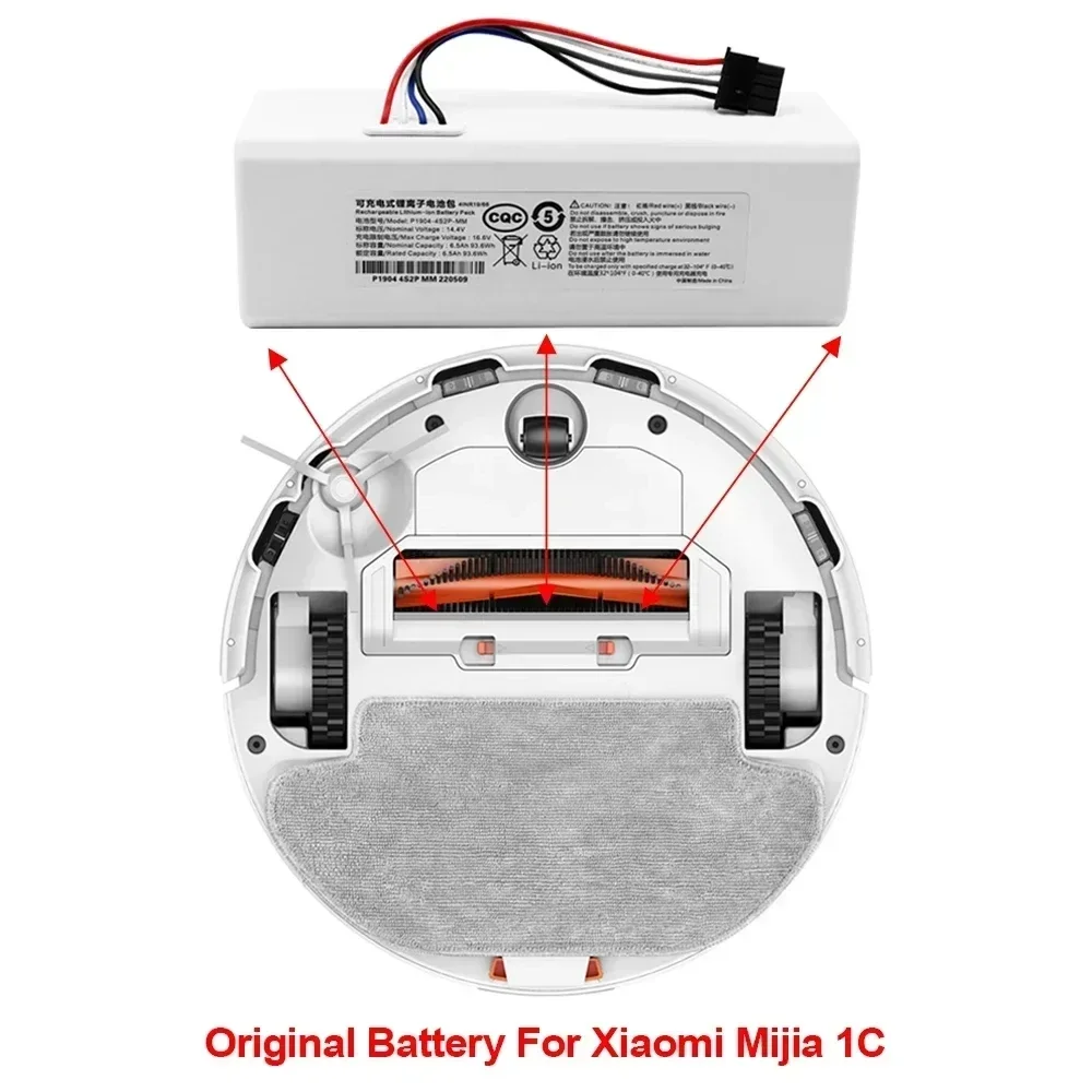 for Xiaomi Robot Battery 1C P1904-4S1P-MM Mijia Mi Vacuum Cleaner Sweeping Mopping Robot Replacement Battery 12800mAh