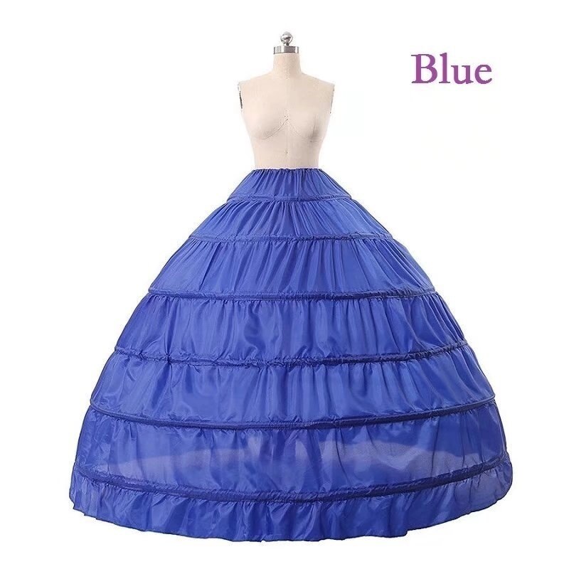 6 Hoops Vrouwen Vintage Retro Bridal Wedding Lange Crinoline Slips Petticoat Party Onderrok: Blauw