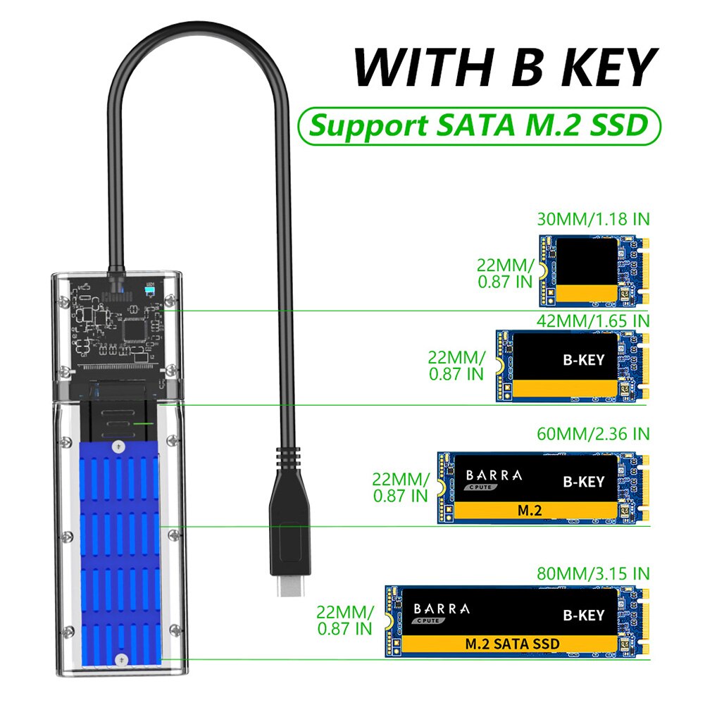 Pro B Key SATA M.2 Solid State Drive Box SSD External Enclosure Adapter Support Mobile Phone Connection