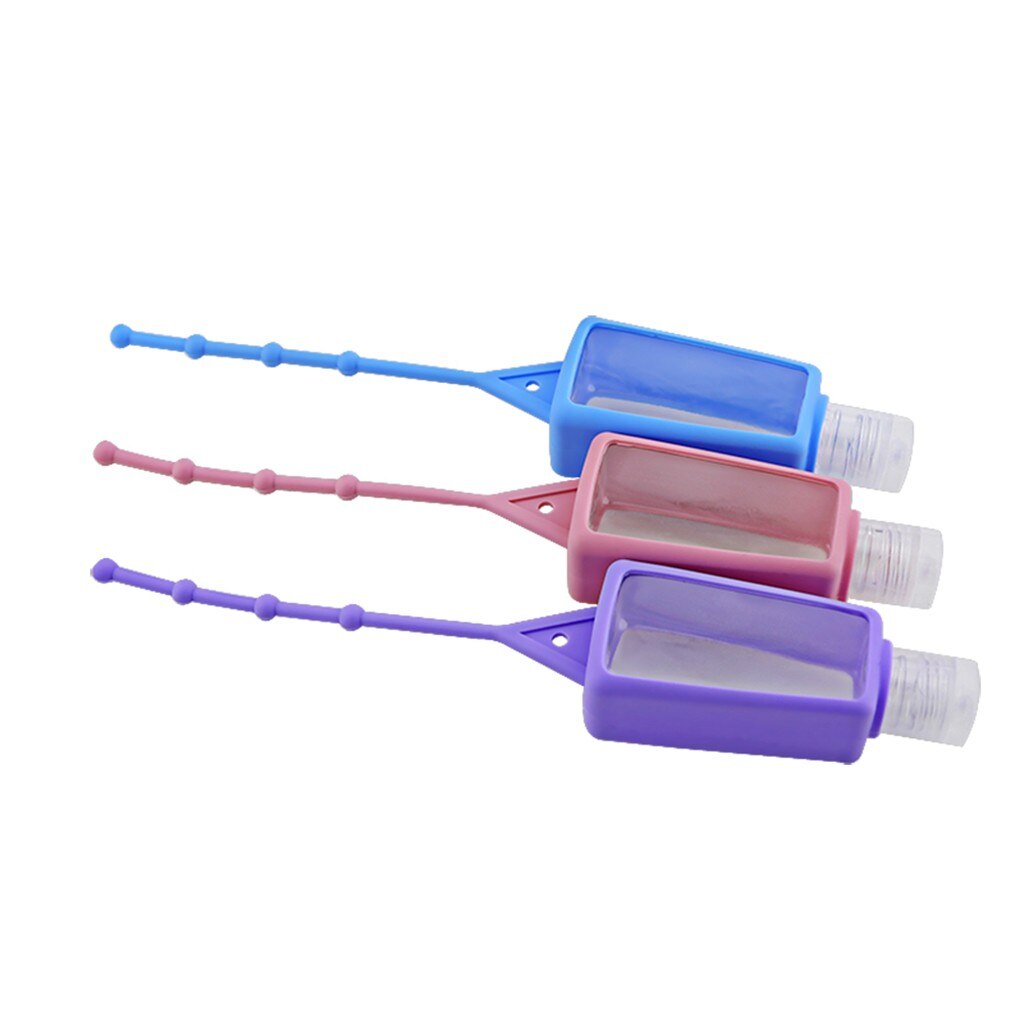 Desinfectante portátil para manos botella con cubierta De silicona 30ML con botella puede colgar al aire libre plegable Mini Liquide De Lavage Des Mains Set # T3