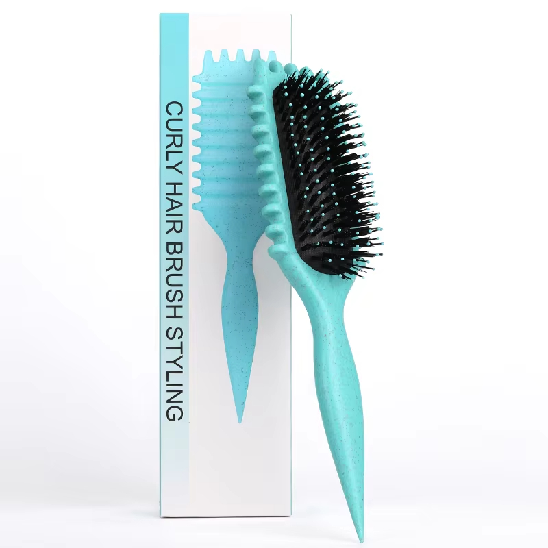 Styling-Bürste für lockiges Haar, Locken-Haarbürste zum Kämmen und Formen von Locken für Männer und Frauen, reduziert Ziehwerkzeuge: Schwarz