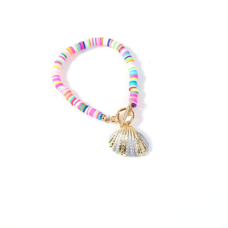 18cm Bohemia Colorful Shell Bracelet for Women Clay Bracelet Alloy OT Buckle Summer Beach Jewelry: 8