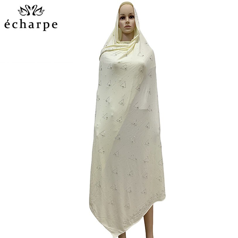 Foulard africain en dentelle de coton doux, écharpe africaine de , écharpe africaine avec pierres, écharpe à perles pour châles, EC054: EC054-4