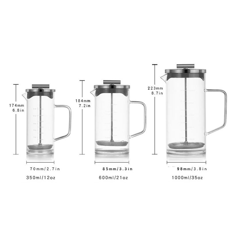 Thick French Press Pot Hand Brewing Coffee Filter Press Pot High Borosilicate Glass Heat-Resistant Tea Maker Coffee Pot