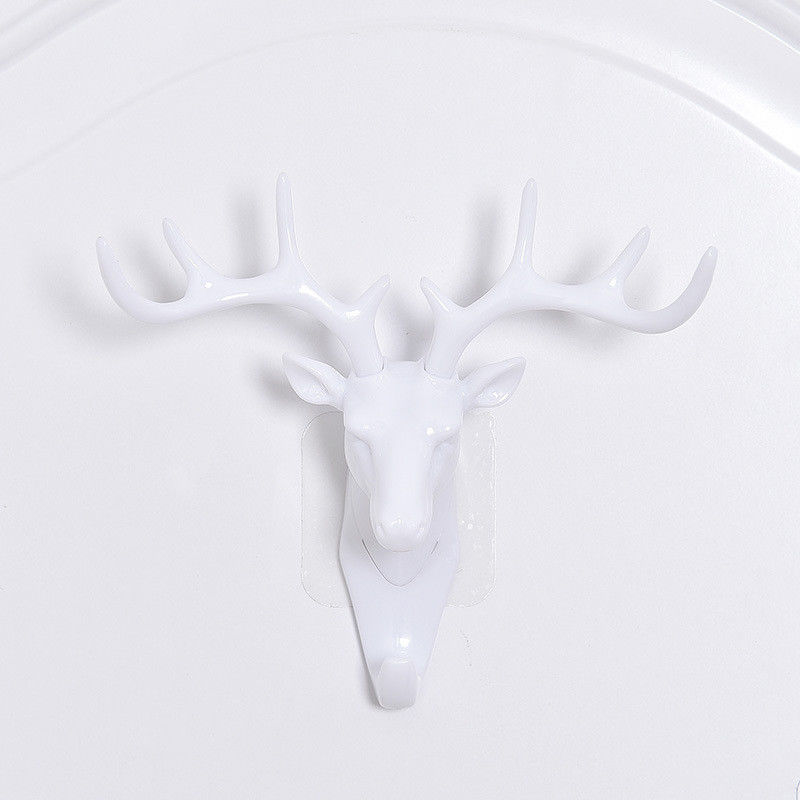 Wall Hanger Decor Deer Head Antler American Style Keys Bags Clothes Hook Holder Decorative Shelves: White