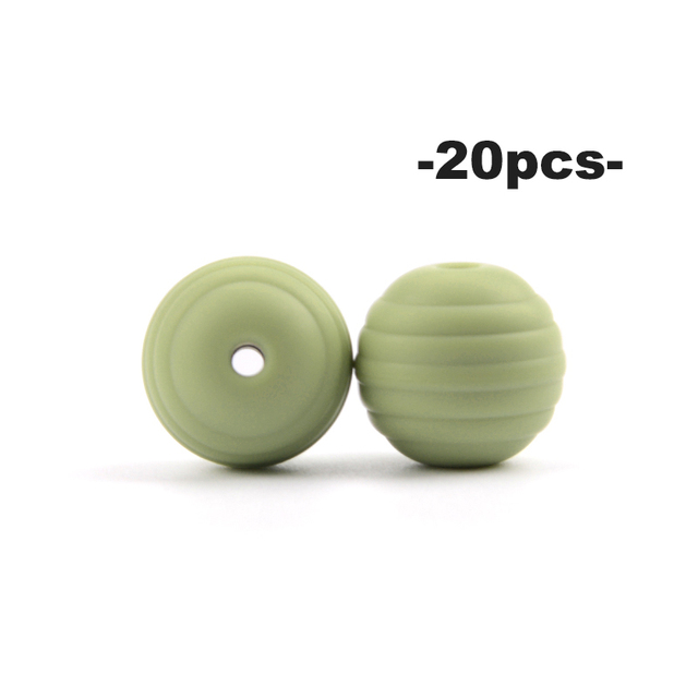 LOFCA – perles de dentition en Silicone pour bébé, 20 pièces, en spirale, rondes de alimentaire, 15mm, DIY, perles filetées sans BPA, anneaux de dentition pour bébé: Pastèque Rouge