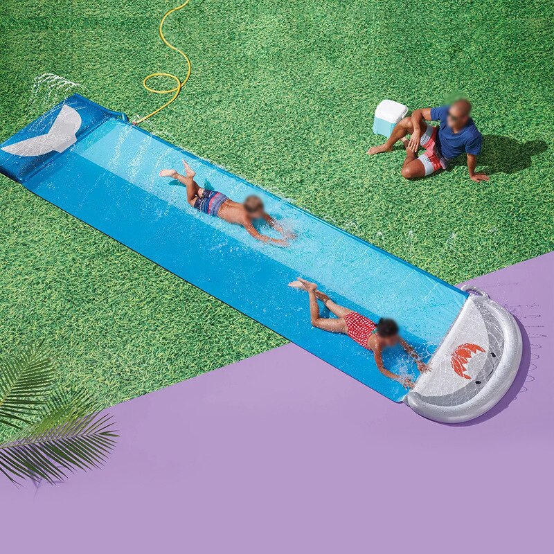 550*145cm Kinder Doppel Surf Wasser Rutsche Im Freien Garten Racing Rasen Wasser Rutsche Spray Sommer Wasser Spiel Spielzeug toboggan Aquatique