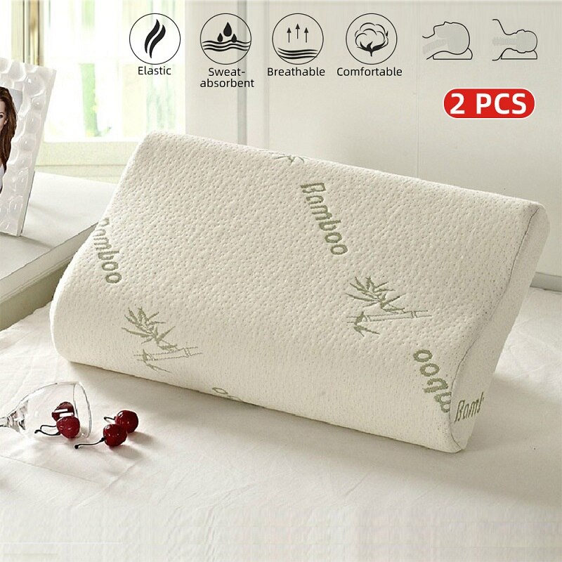 Slapen Bamboe Memory Foam Kussen Latex Hals Zachte Rebound Kussens Fiber Slowmassager Voor Cervicale Gezondheidszorg: 2-white  50x30cm