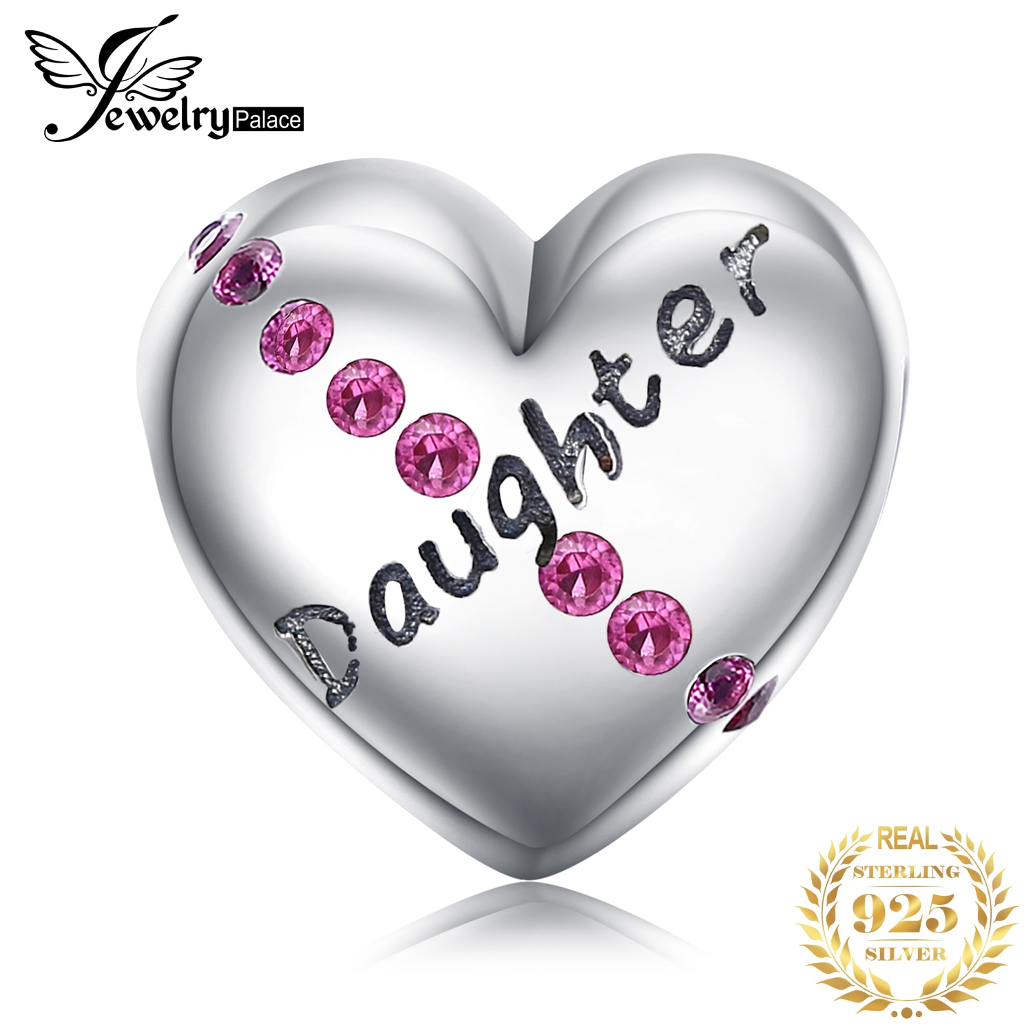 JewelryPalace Heart Daughter 925 Sterling Silver Bead Charms Silver 925 Original For Bracelet Silver 925 original Jewelry Making