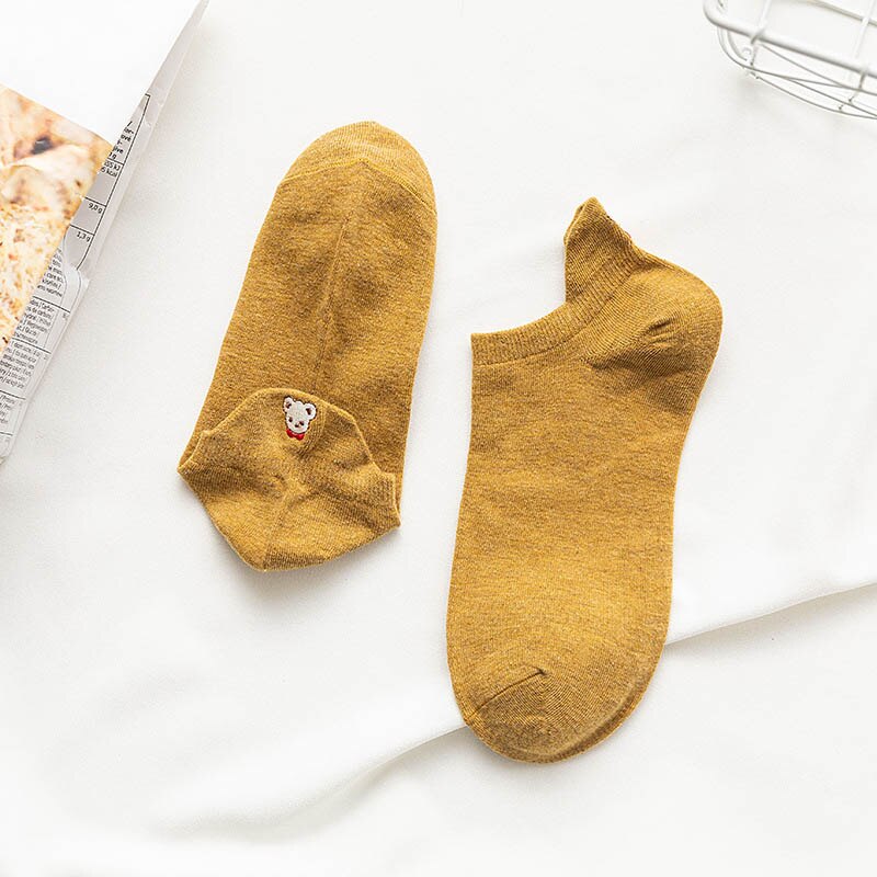 Kawaii Bestickt Katze fuchs Frauen Socken Glücklich Knöchel Lustige Socken Frauen Baumwolle Sommer 1 Paar Süssigkeit Farbe: 4