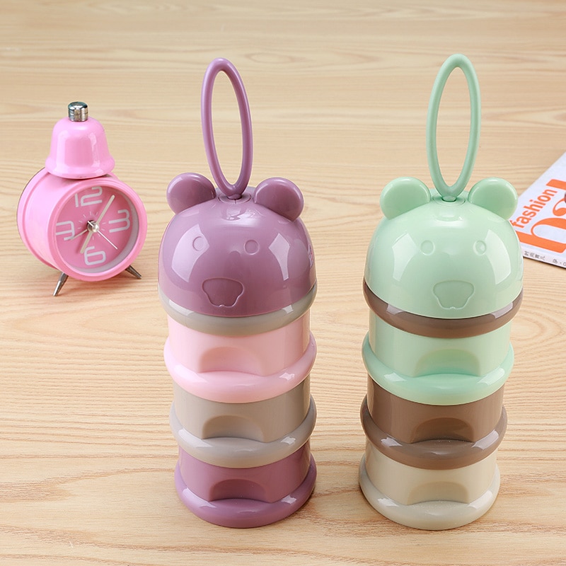 3 Layer Overhaast Babyvoeding Containers Doseur Lait Moedermelk Opbergtas Fruit Cartoon Baby Melkpoeder Doos Snack Bear