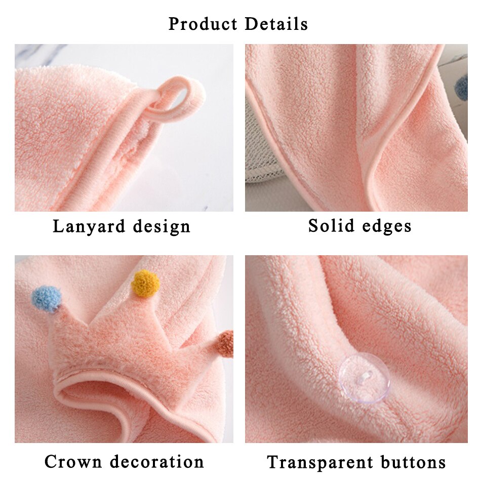 Mikrofiber tørt hår håndkleinnpakning for kvinner, superabsorberende, hurtigtørkende hårturban for tørking av krøllete, langt og tykt hår blå rosa