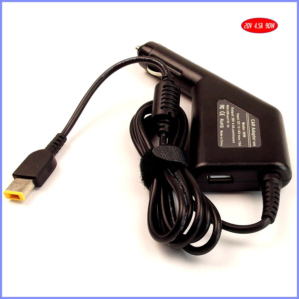 20 V 4.5A Laptop Auto DC Adapter Oplader + USB voor Lenovo Thinkpad Edge E560P, Ideapad Flex 3-15, E570 L540 T440p T460p V510-15IKB