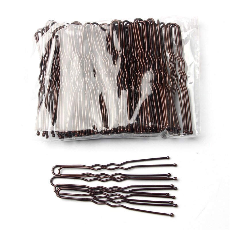 Horquilla básica de Metal chapada en oro y marrón en forma de U, horquilla Invisible para estilismo del cabello, accesorios para el cabello de salón, agarre seguro para el cabello