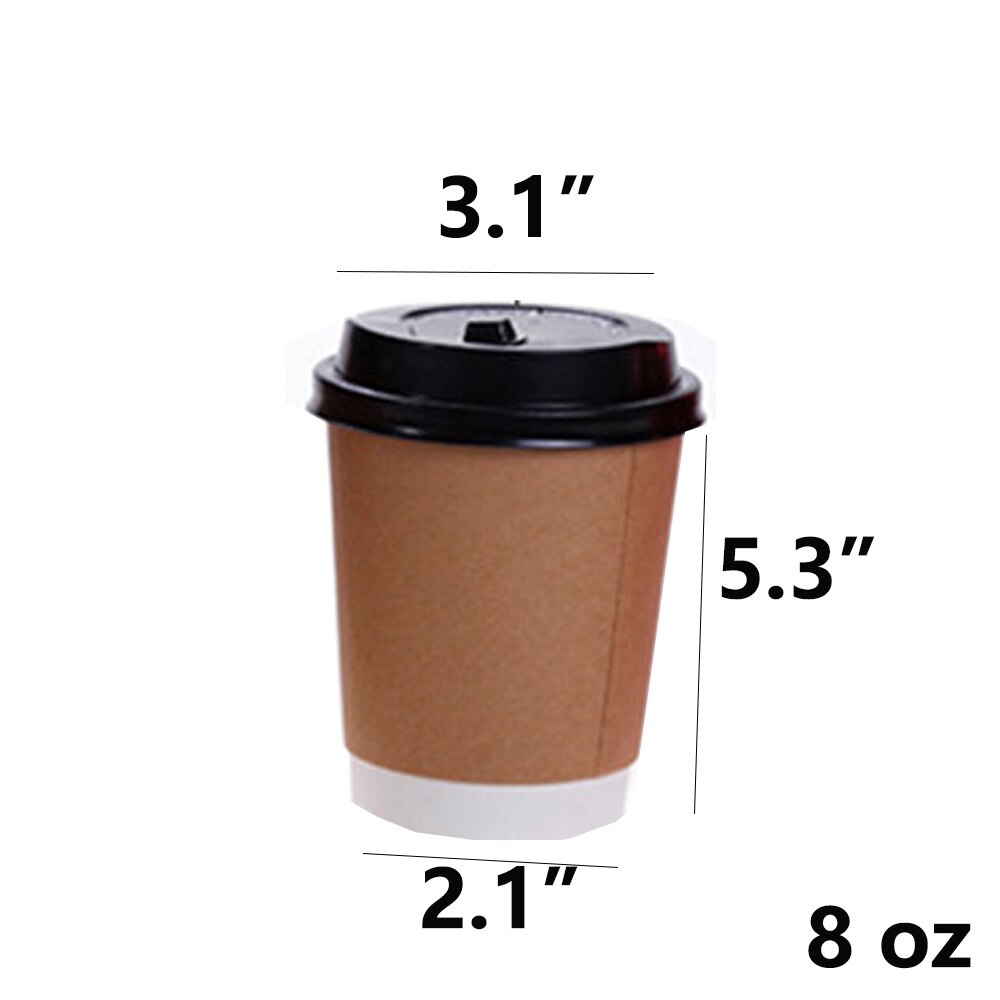 [ 100 stk] kaffekrus i brunt papir, engangs dobbelt fortykkelse forhindrer kaffekop 8/14/16 oz: 8 oz