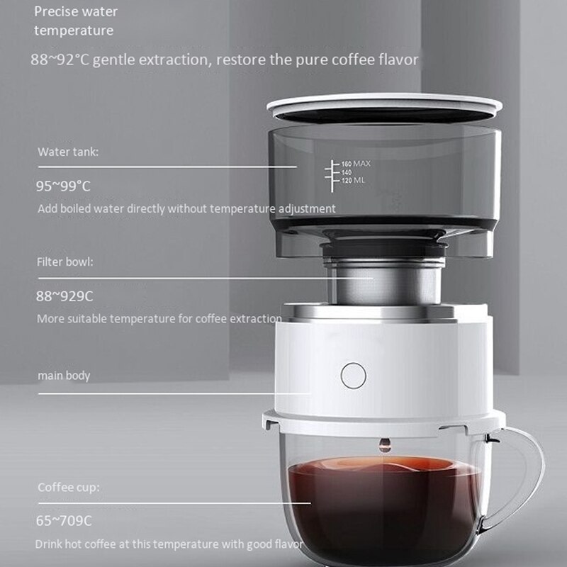 Automatisk mini-kaffemaskine, bærbar genanvendelig elektrisk kaffefiltermaskine, kaffedrypperkande