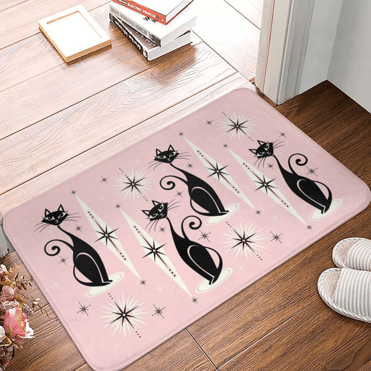 Mid Century Meow Retro Atomic Katten Deurmat Rechthoek Zachte Slaapkamer Entree Vloer Tapijt Balkon Tapijt Deur Mat Anti-Slip karpetten