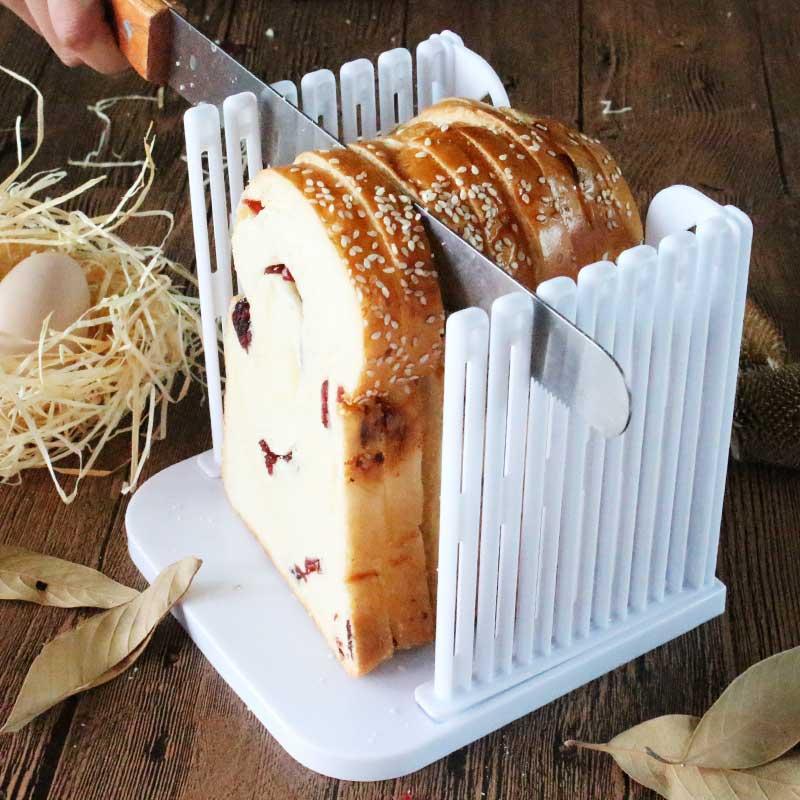 Plástico dobrável e ajustável pão slicer plástico splicing torradas pão cortador rack de corte cozinha cozimento acessórios ferramenta