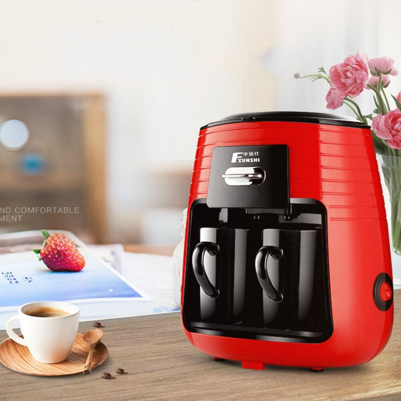 450W 0.25L Machine à café thé filtre Machine ensemble avec 2 tasses en céramique amérique Style automatique maison bureau électrique cafetière